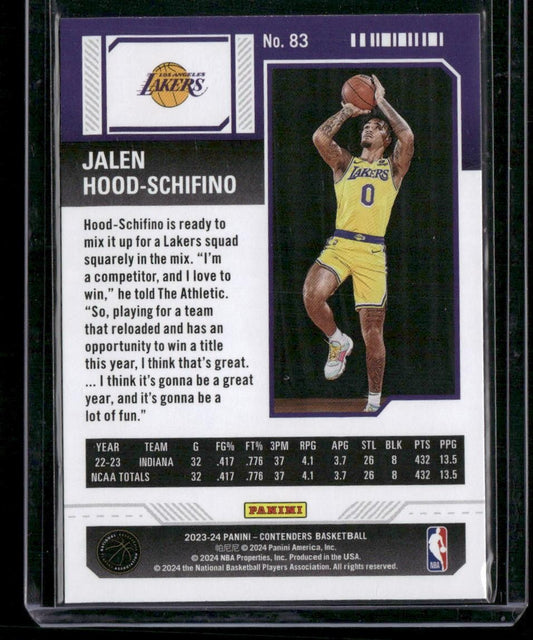 2023-24 Panini Contenders #83 Jalen Hood-Schifino Season Ticket Retail