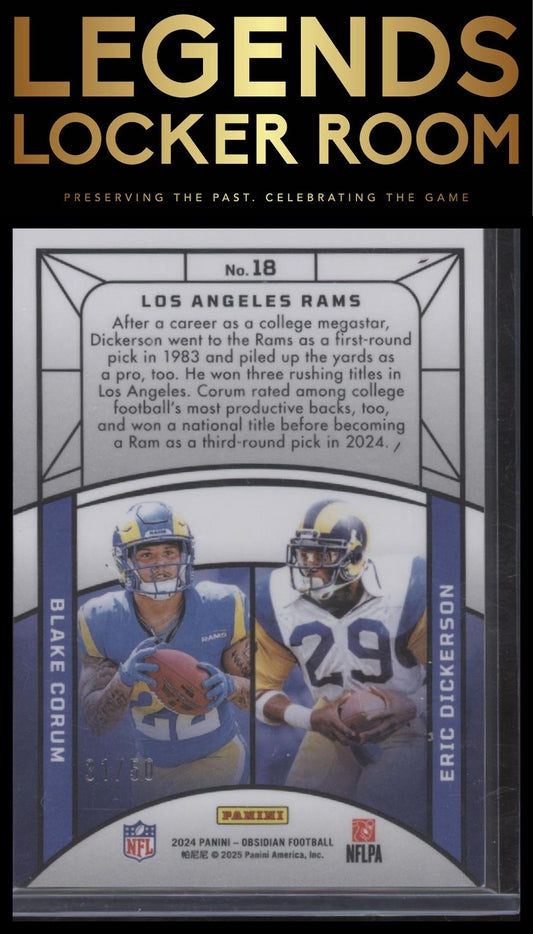 2024 Panini Obsidian Eclipsing Legends Corum/Eric Dickerson Purple /50