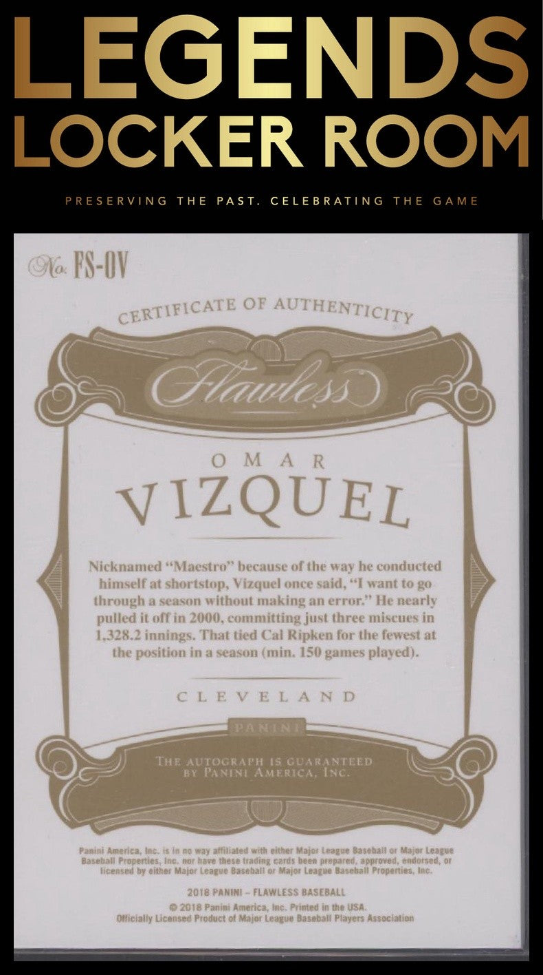 2018 Panini Flawless #FS-OV Omar Vizquel Flawless Signatures Ruby #/20