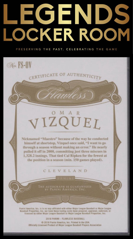 2018 Panini Flawless #FS-OV Omar Vizquel Flawless Signatures Ruby #/20