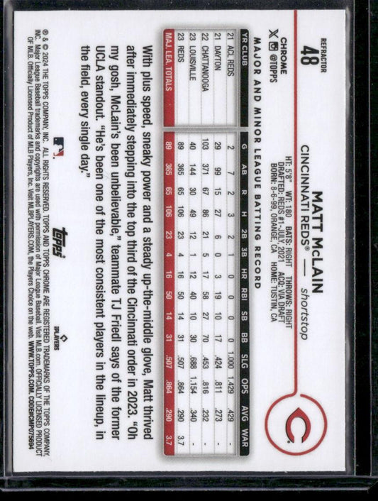 2024 Topps Chrome #48 Matt McLain Refractors