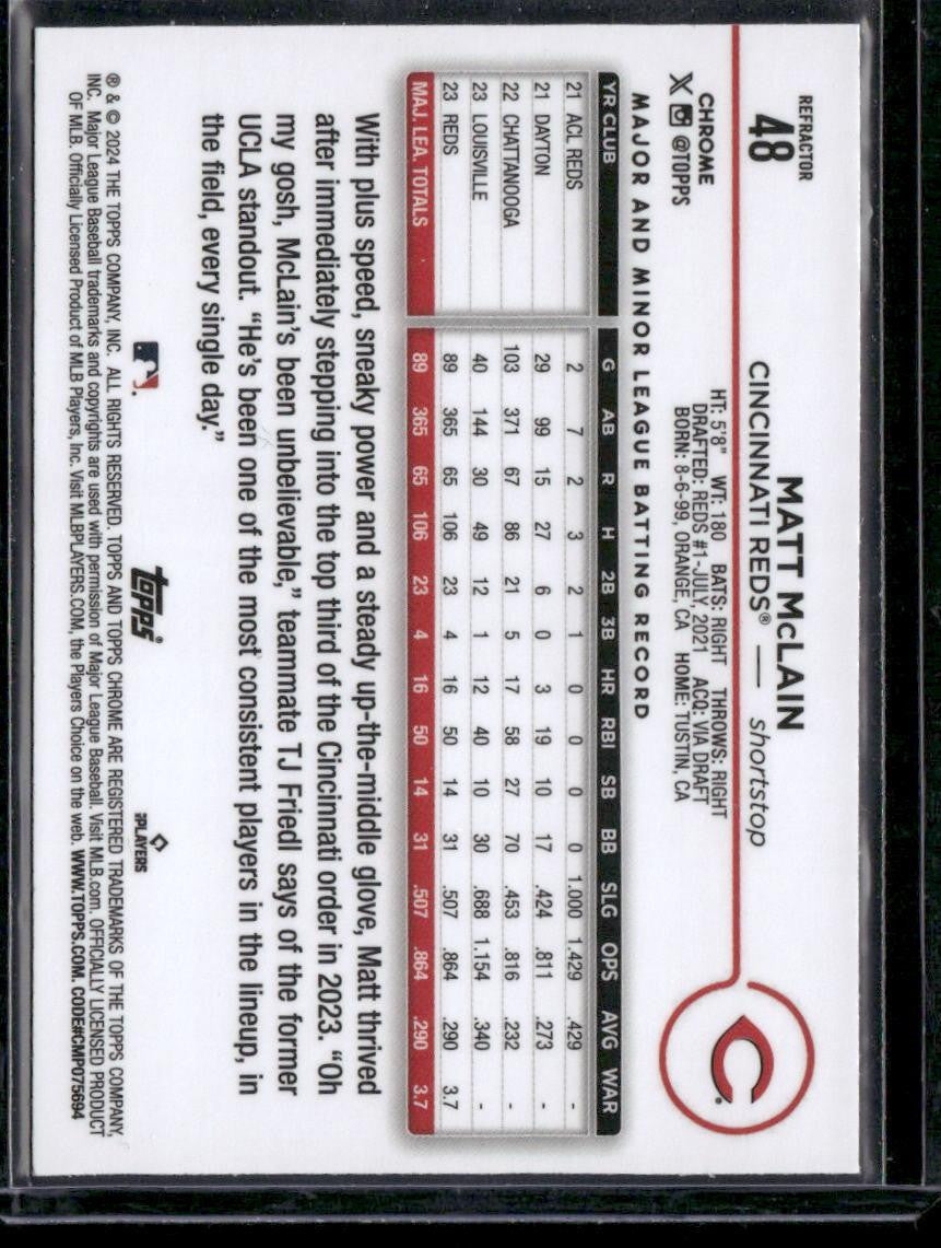 2024 Topps Chrome #48 Matt McLain Refractors