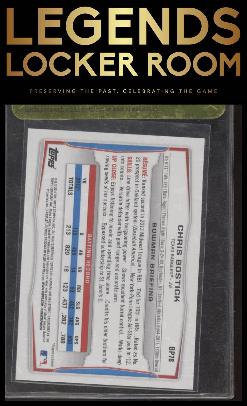 2014 Bowman #BP78 Chris Bostick Prospects Auto