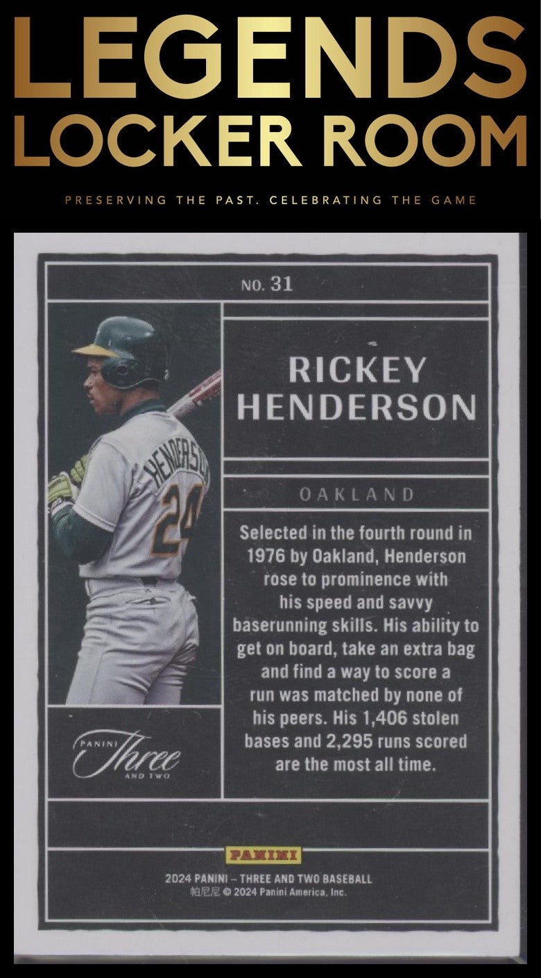 2024 Panini Three and Two #31 Rickey Henderson Draft Class #/99