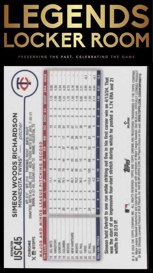 2024 Topps Chrome Update #USC45 Simeon Woods Richardson Refractors