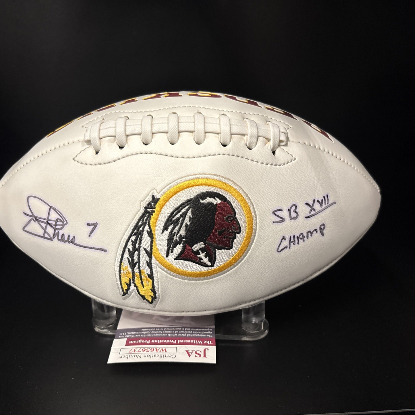 Joe Theismann “SB XVII Champ” Inscribed Redskins Football