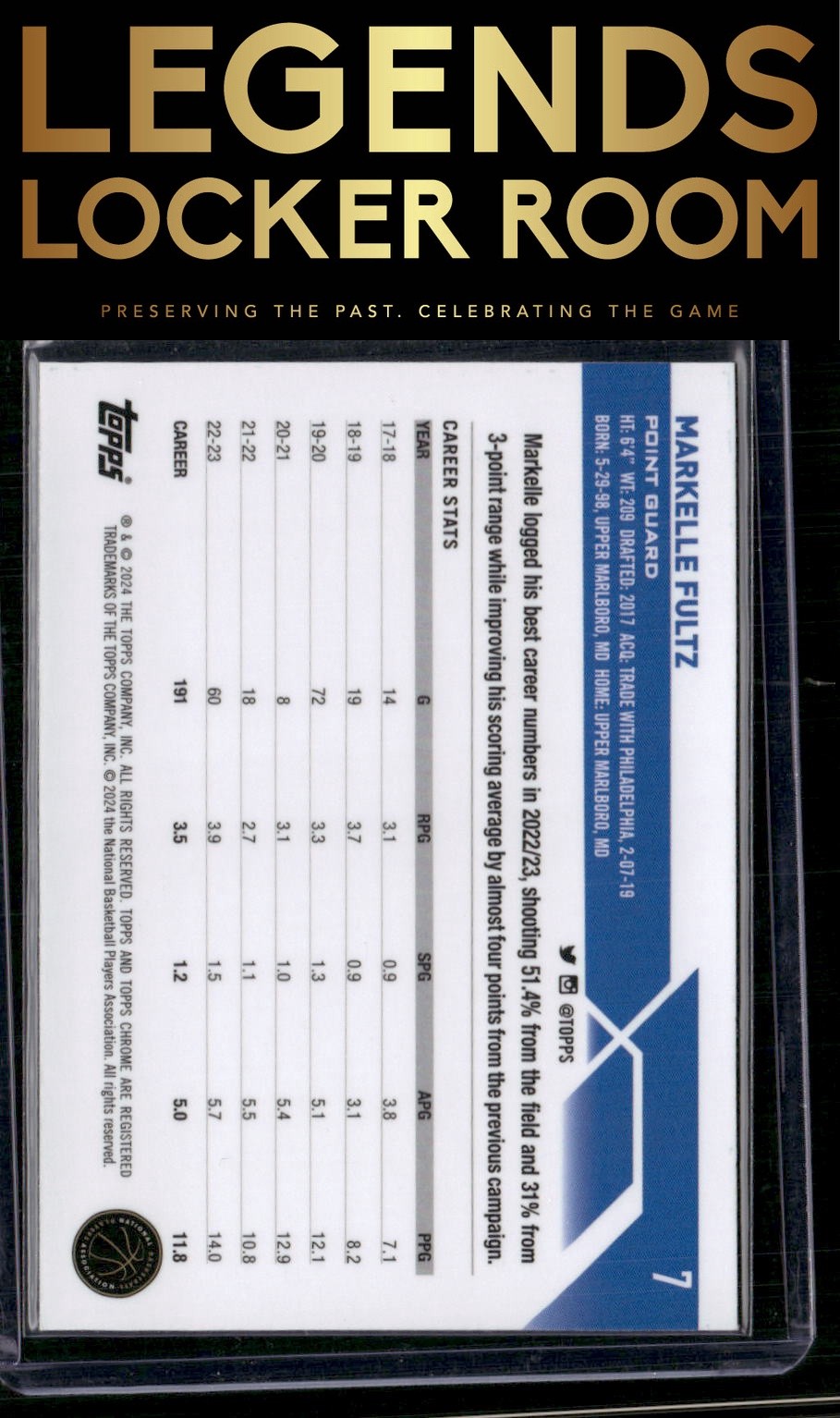 2023-24 Topps Chrome Sapphire #7 Markelle Fultz