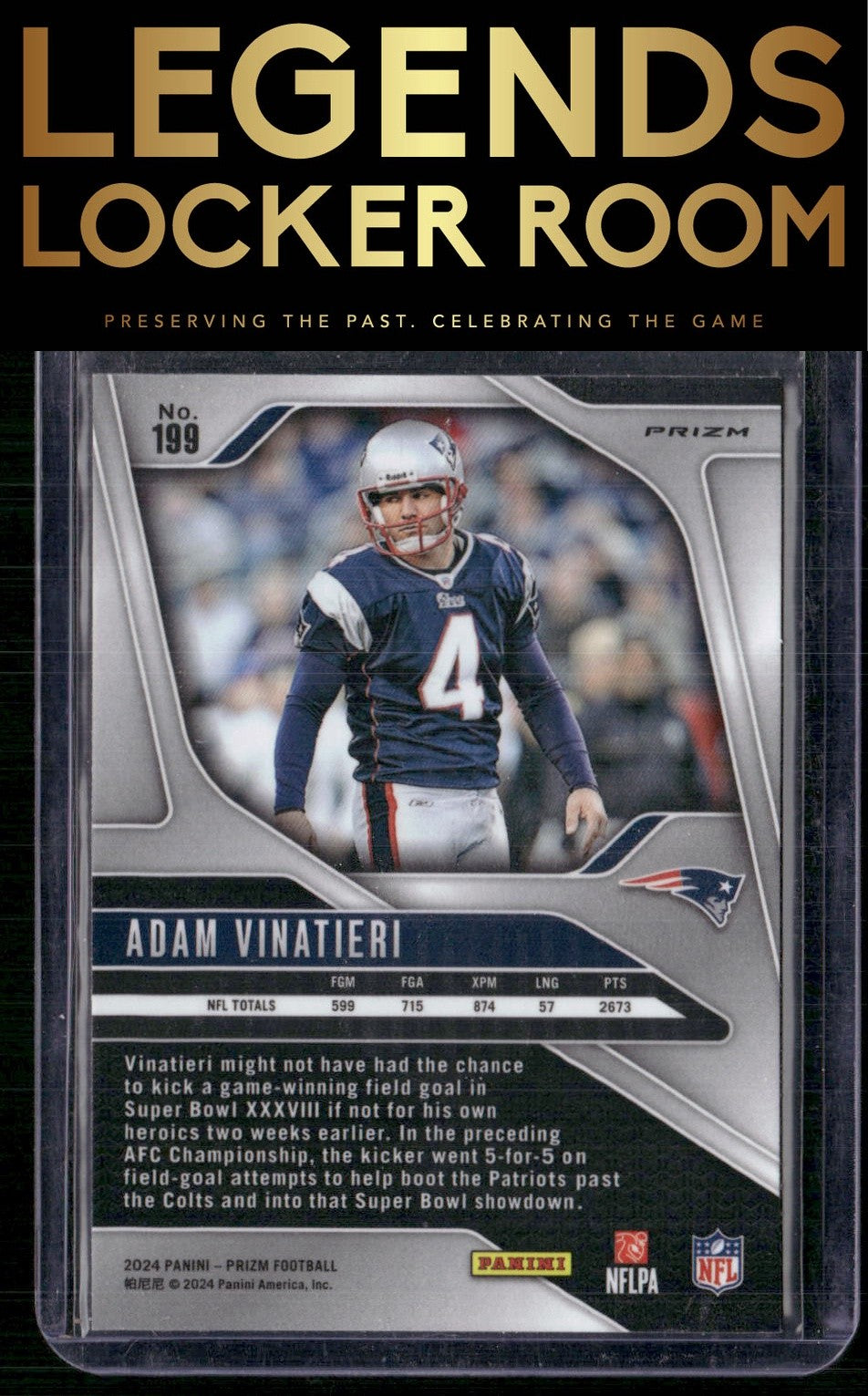 2024 Panini Prizm #199 Adam Vinatieri Silver