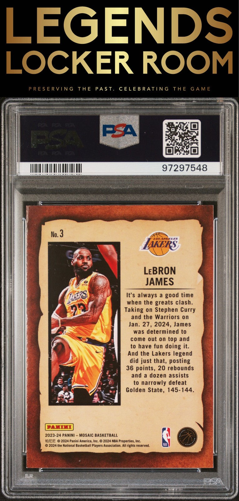 2023 Panini Mosaic Notoriety #3 Lebron James PSA 9
