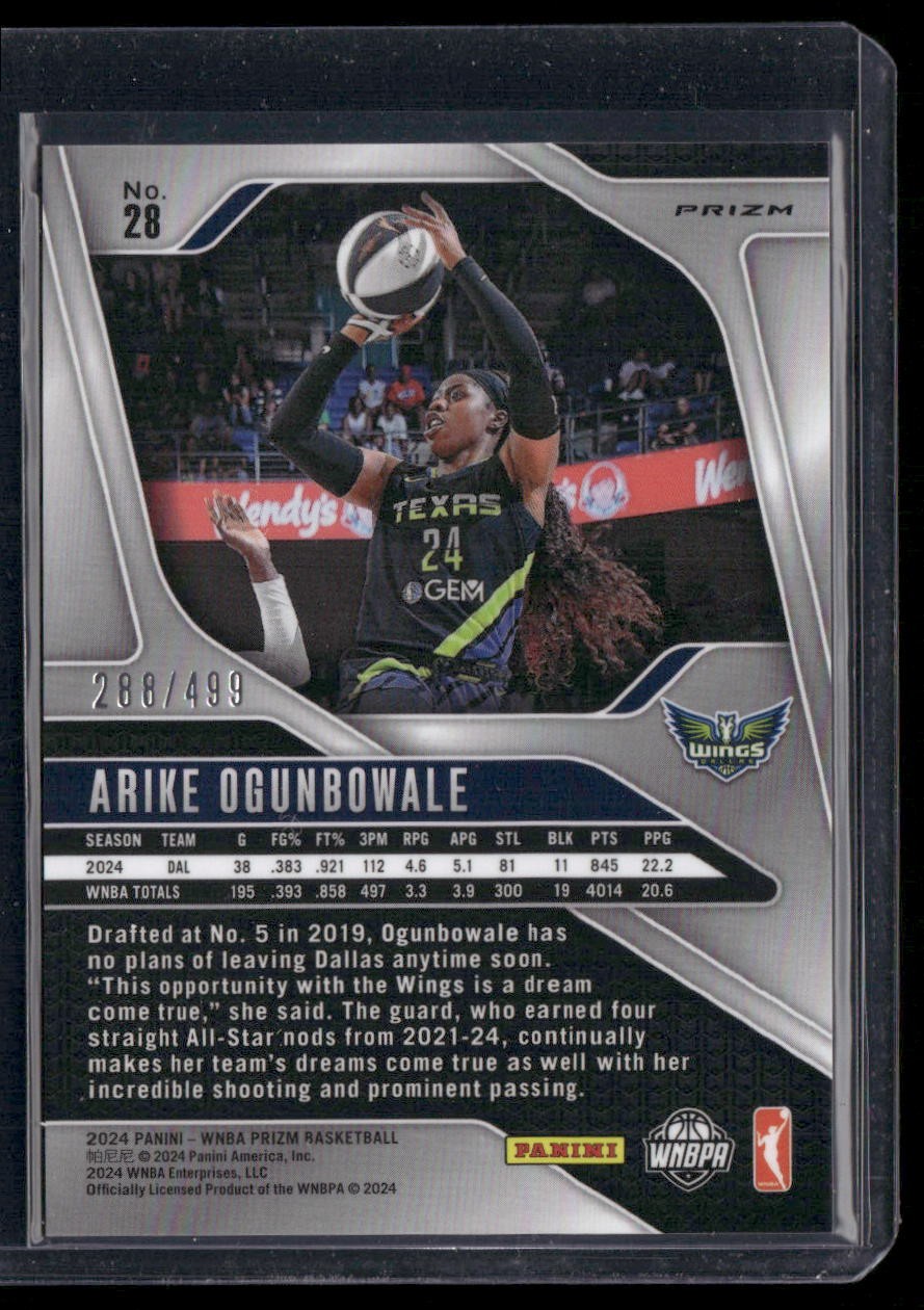 2024 Panini Prizm WNBA #28 Arike Ogunbowale Pulsar Prizms #/499
