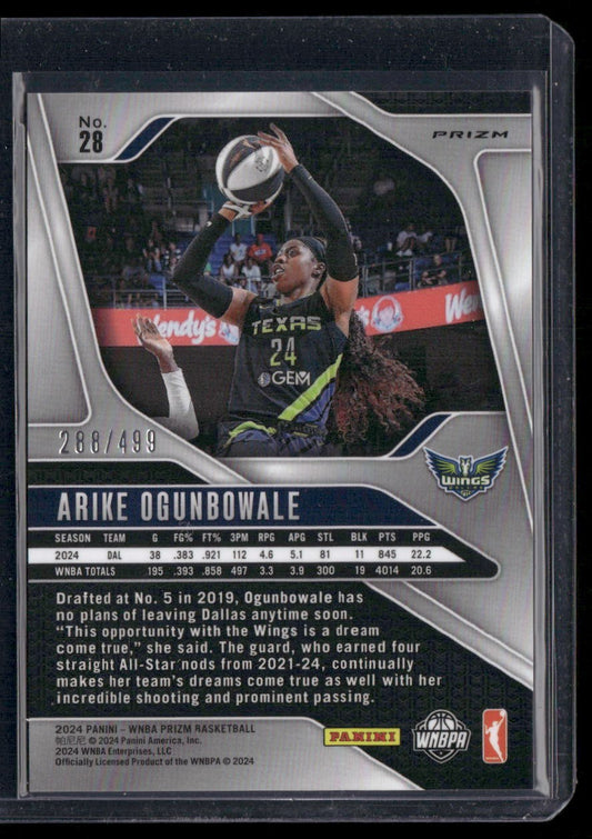 2024 Panini Prizm WNBA #28 Arike Ogunbowale Pulsar Prizms #/499