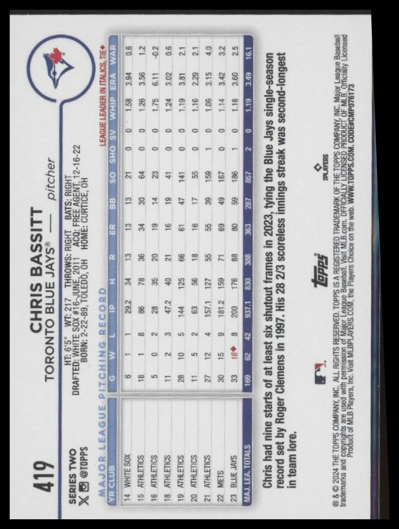 2024 Topps #419 Chris Bassitt