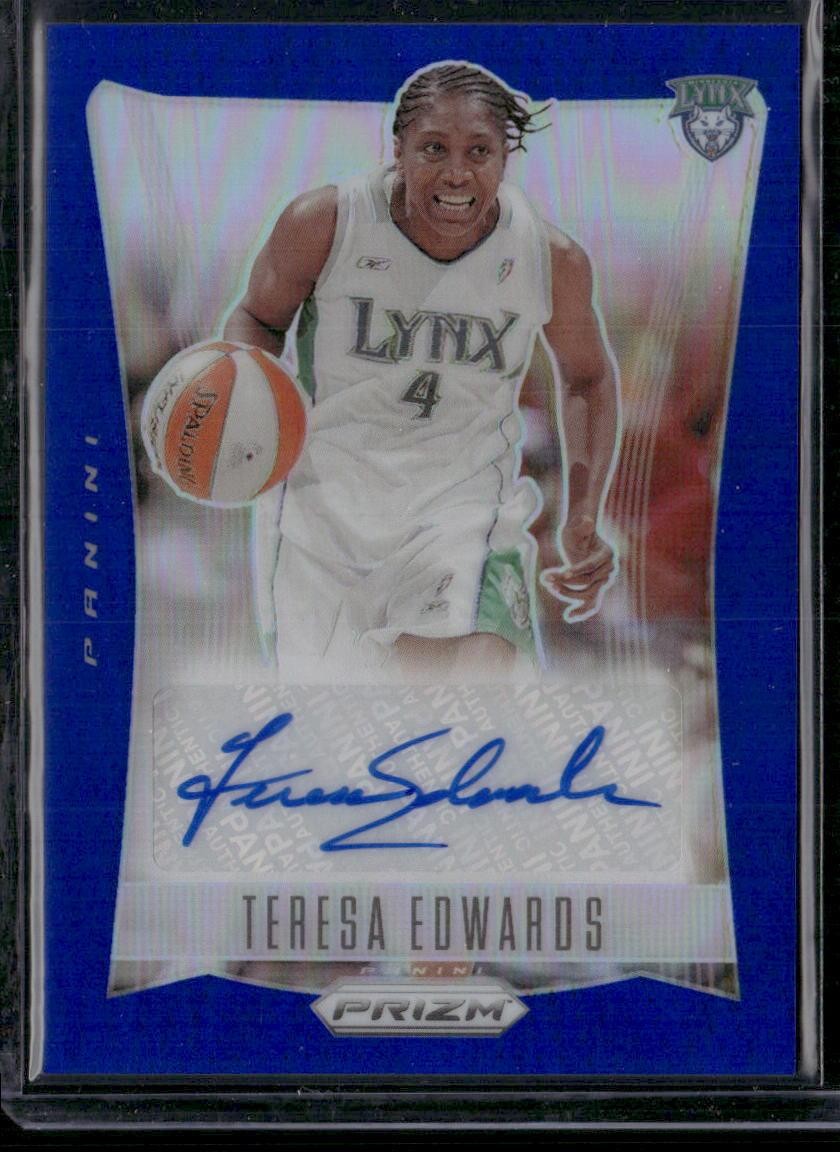 2024 Panini Prizm WNBA Teresa Edwards Throwback Signatures Prizms Blue #/75