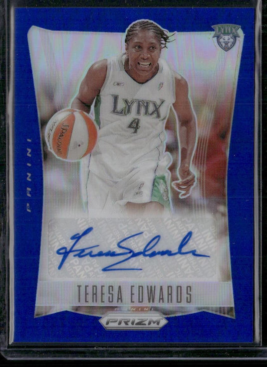 2024 Panini Prizm WNBA Teresa Edwards Throwback Signatures Prizms Blue #/75