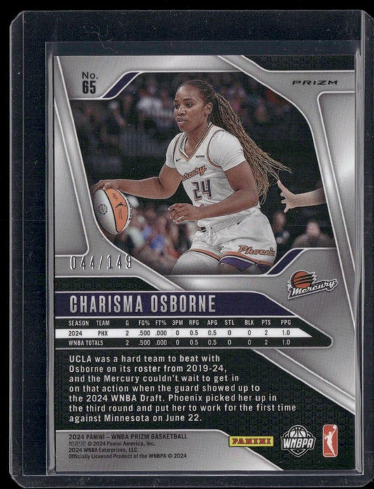 2024 Panini Prizm WNBA #65 Charisma Osborne Purple Prizms #/149