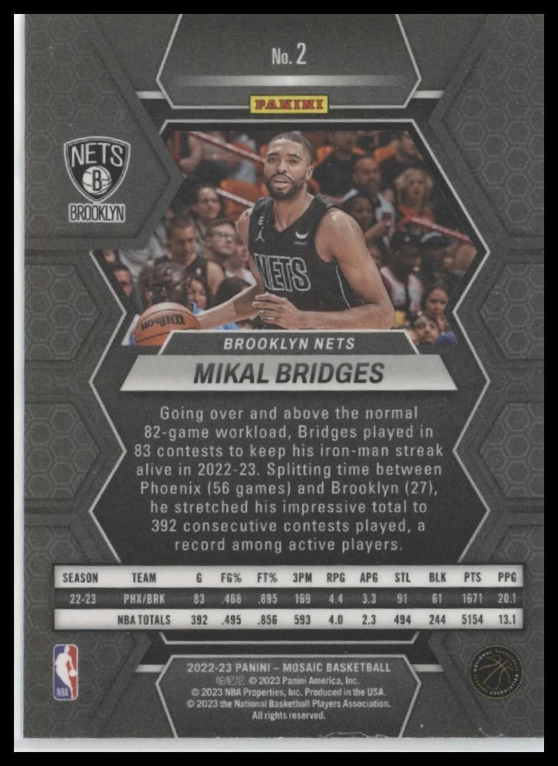 2022-23 Panini Mosaic #2 Mikal Bridges