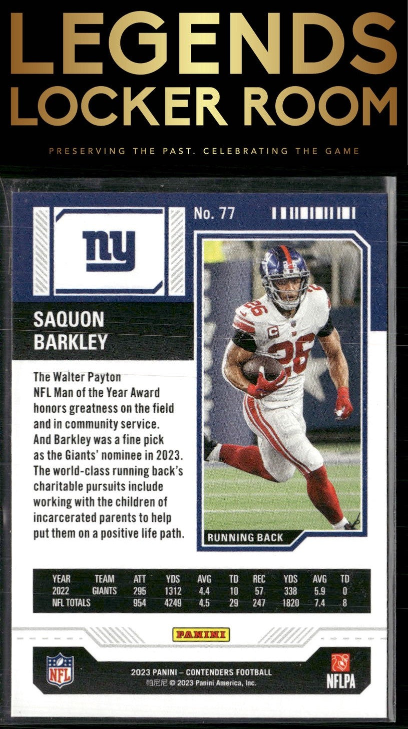 2023 Panini Contenders #77 Saquon Barkley Season Ticket