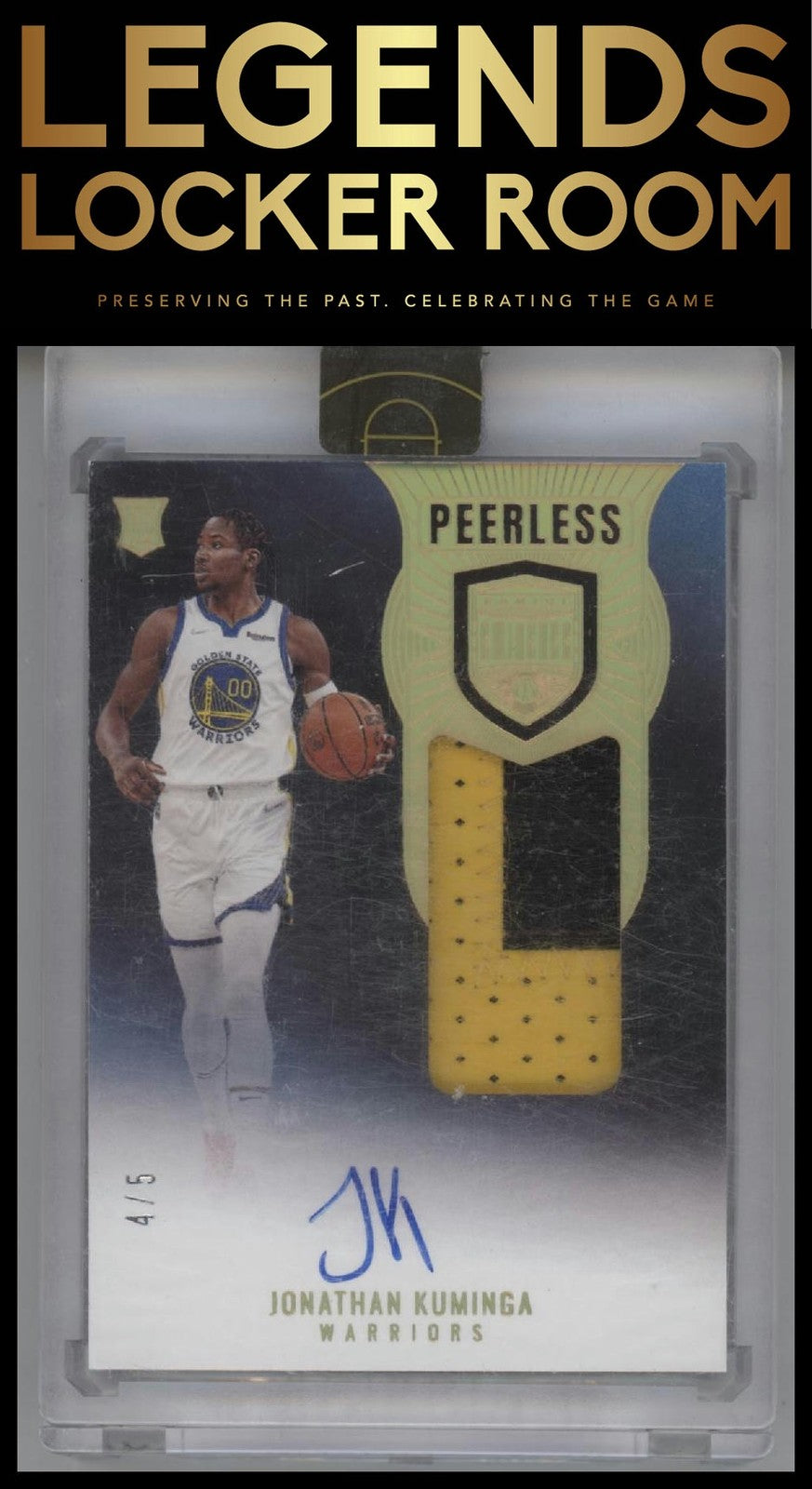 2021-22 Panini Eminence Jonathan Kuminga Peerless Patch Autographs Gold #/5