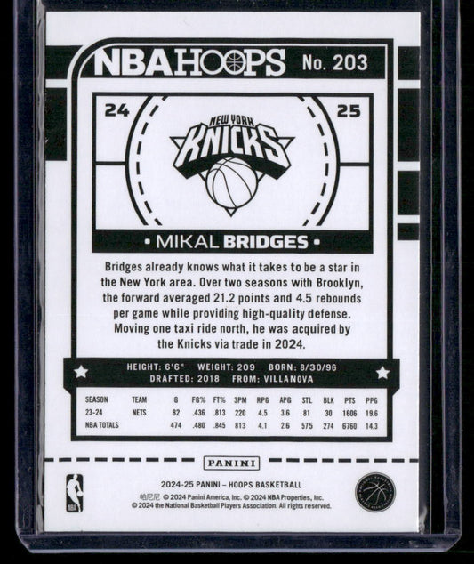 2024-25 Hoops #203 Mikal Bridges