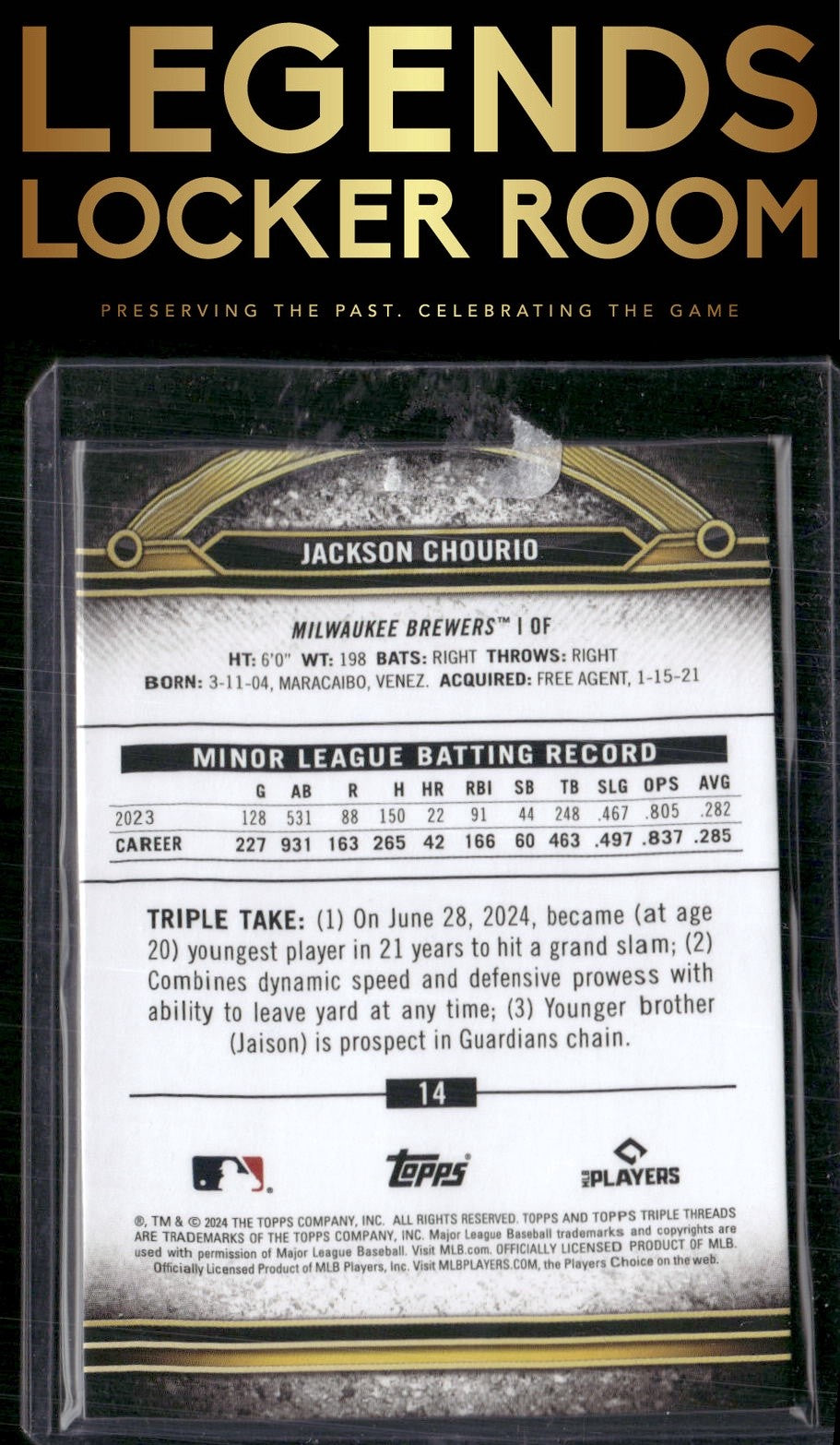 2024 Topps Triple Threads #14 Jackson Chourio