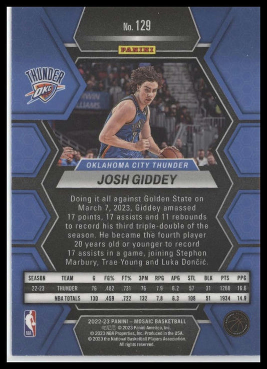 2022-23 Panini Mosaic #129 Josh Giddey