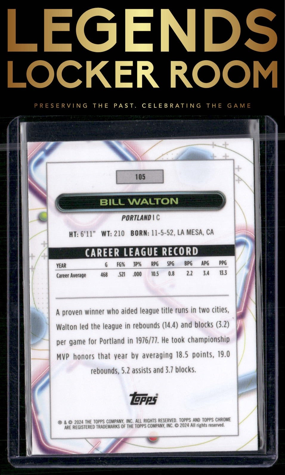 2023-24 Topps Chrome Cosmic #105 Bill Walton
