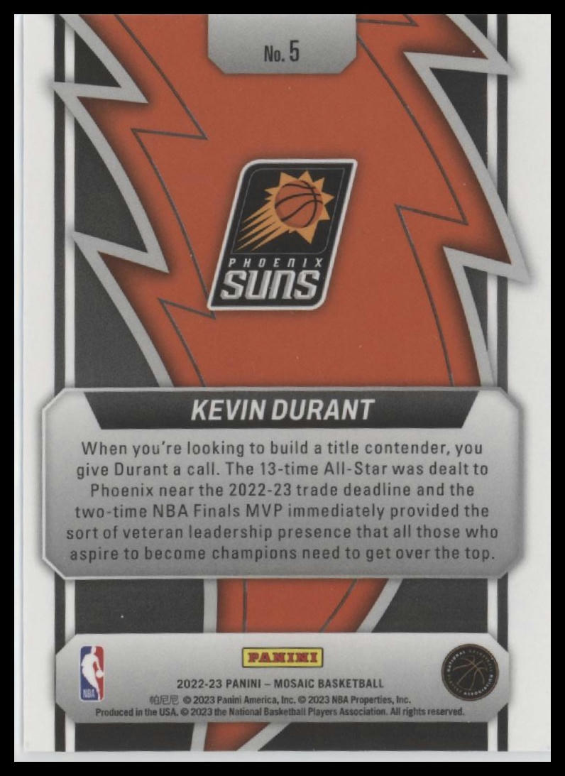 2022-23 Panini Mosaic #5 Kevin Durant Thunder Road
