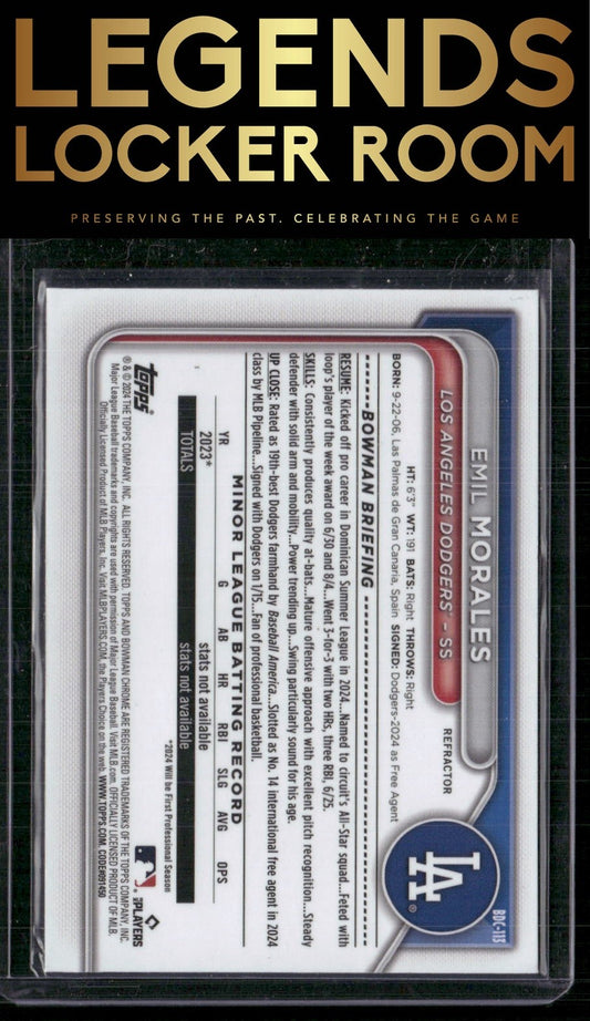 2024 Bowman Draft #BDC-113 Emil Morales Chrome Refractor