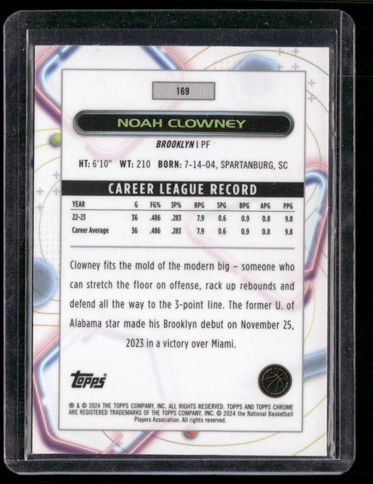 2023-24 Topps Chrome Cosmic #169 Noah Clowney Aqua Equinox Refractors #/149