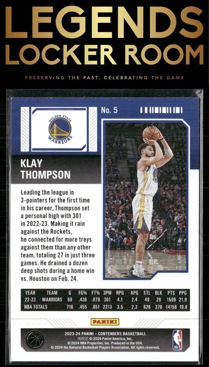 2023-24 Panini Contenders #5 Klay Thompson Game Ticket Bronze