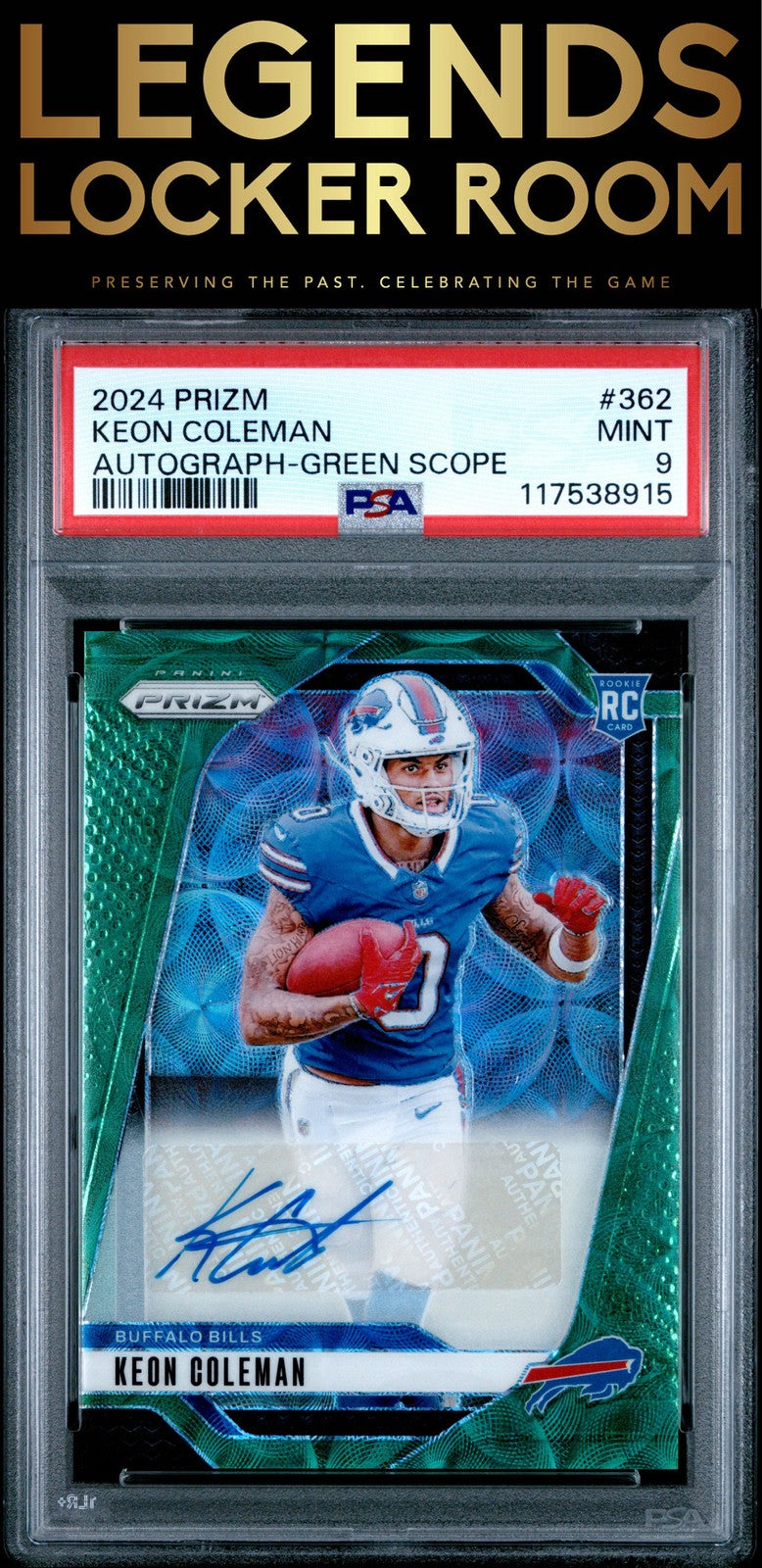 2024 Panini Prizm #362 Keon Coleman Autograph-Green Scope PSA 9