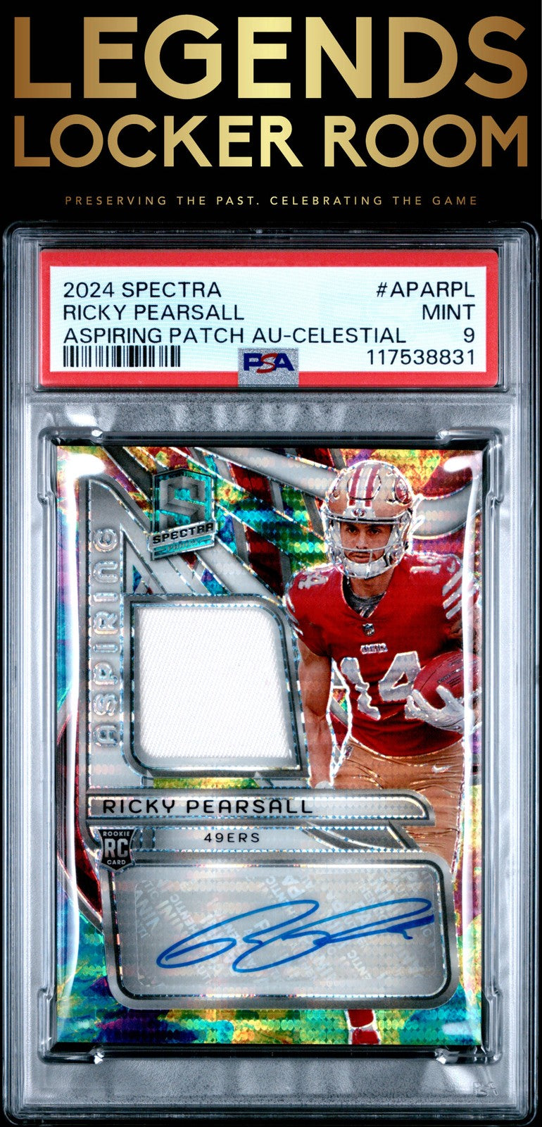 2024 Panini Spectra Aspiring Patch Autographs Ricky Pearsall Celestial PSA 9