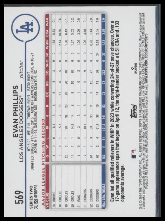 2024 Topps #569 Evan Phillips