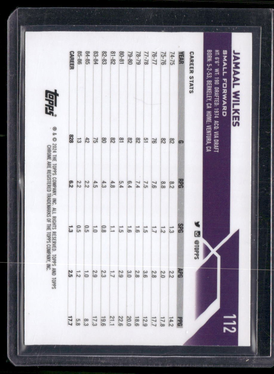 2023-24 Topps Chrome #112 Jamaal Wilkes Purple Geometric #/119