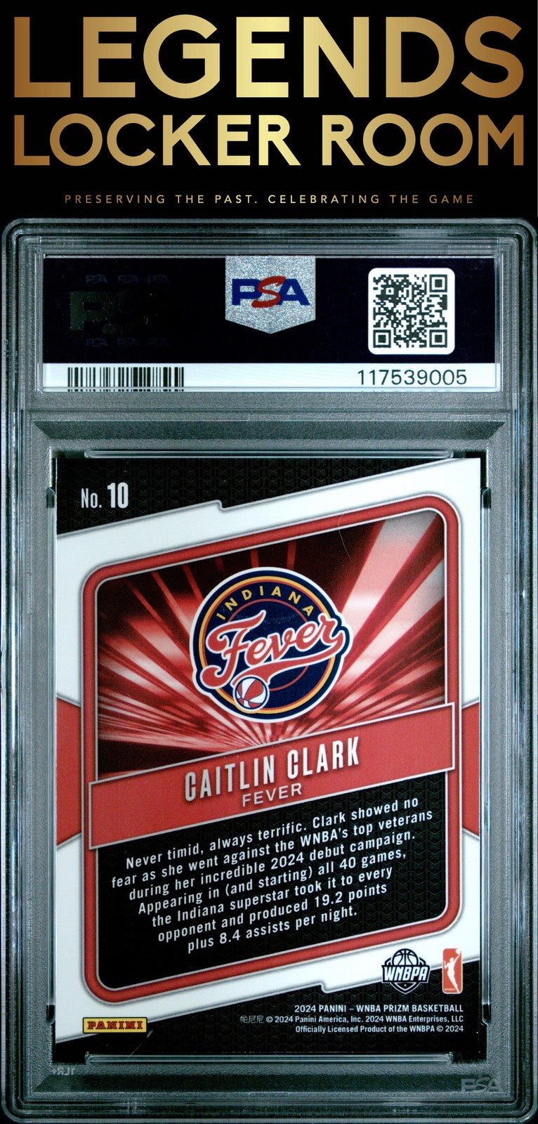 2024 Panini Prizm Wnba Fearless #10 Caitlin Clark PSA 8