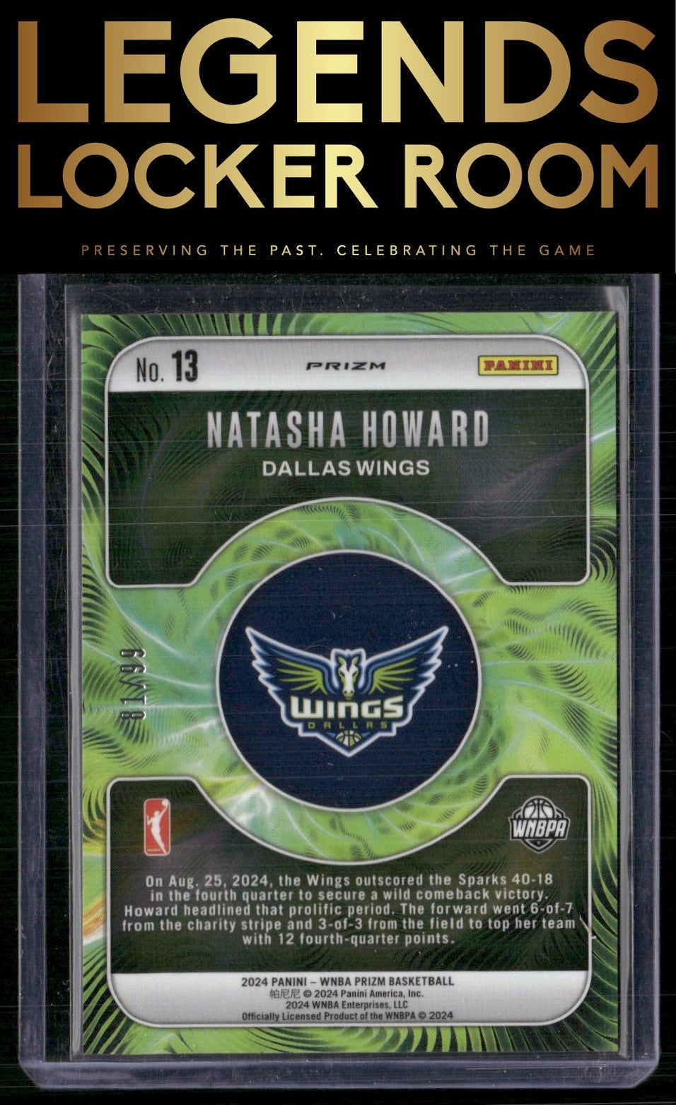 2024 Panini Prizm WNBA #13 Natasha Howard Fractal Prizms Red #/99