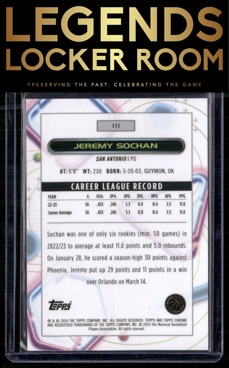 2023-24 Topps Chrome Cosmic #111 Jeremy Sochan