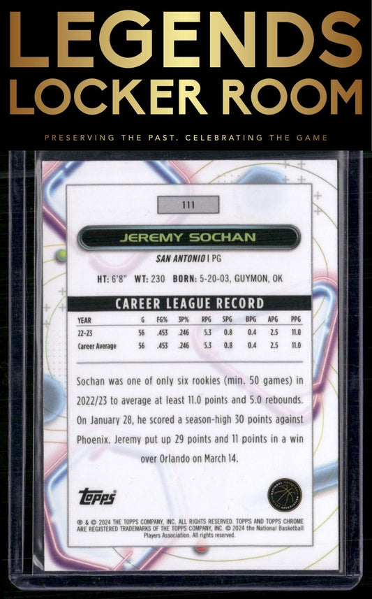 2023-24 Topps Chrome Cosmic #111 Jeremy Sochan