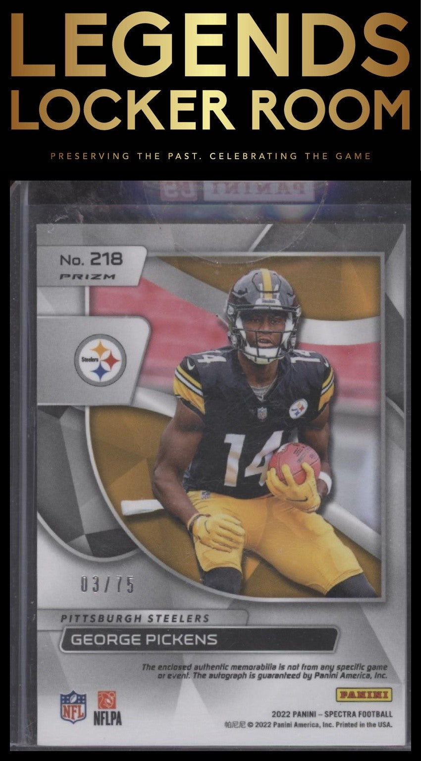 2022 Panini Spectra #218 George Pickens Hyper #/75