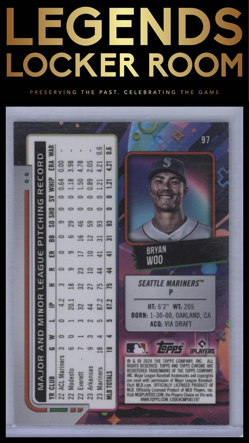 2024 Topps Chrome Cosmic #97 Bryan Woo Aqua Equinox Refractors #/199