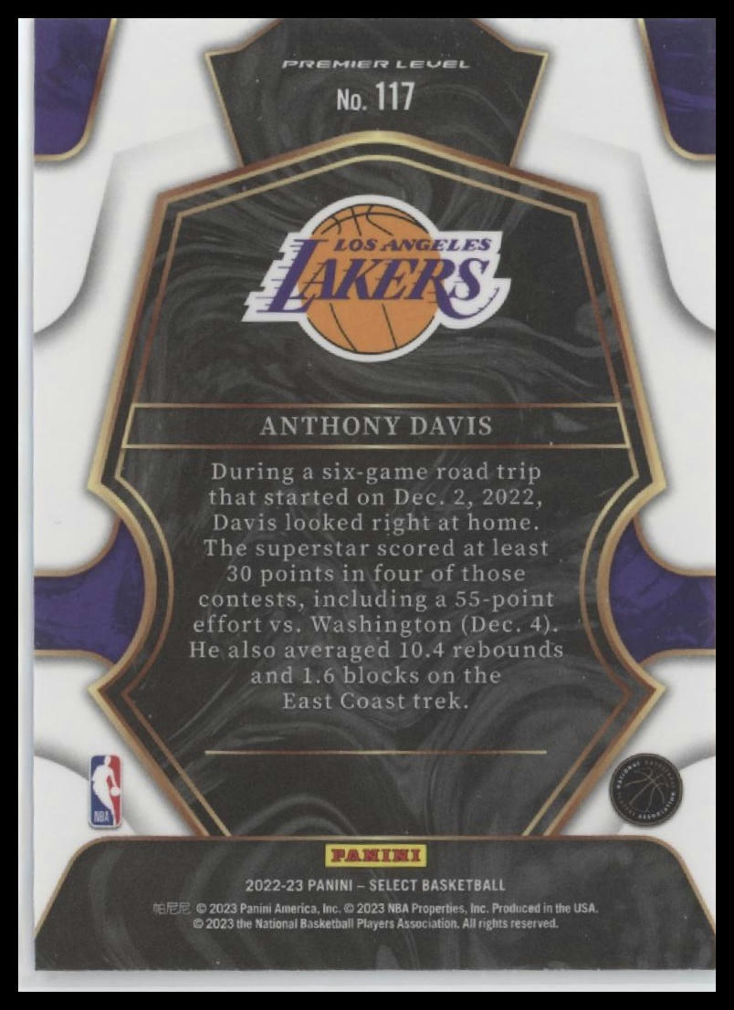 2022-23 Panini Select #117 Anthony Davis Blue (Retail Base)