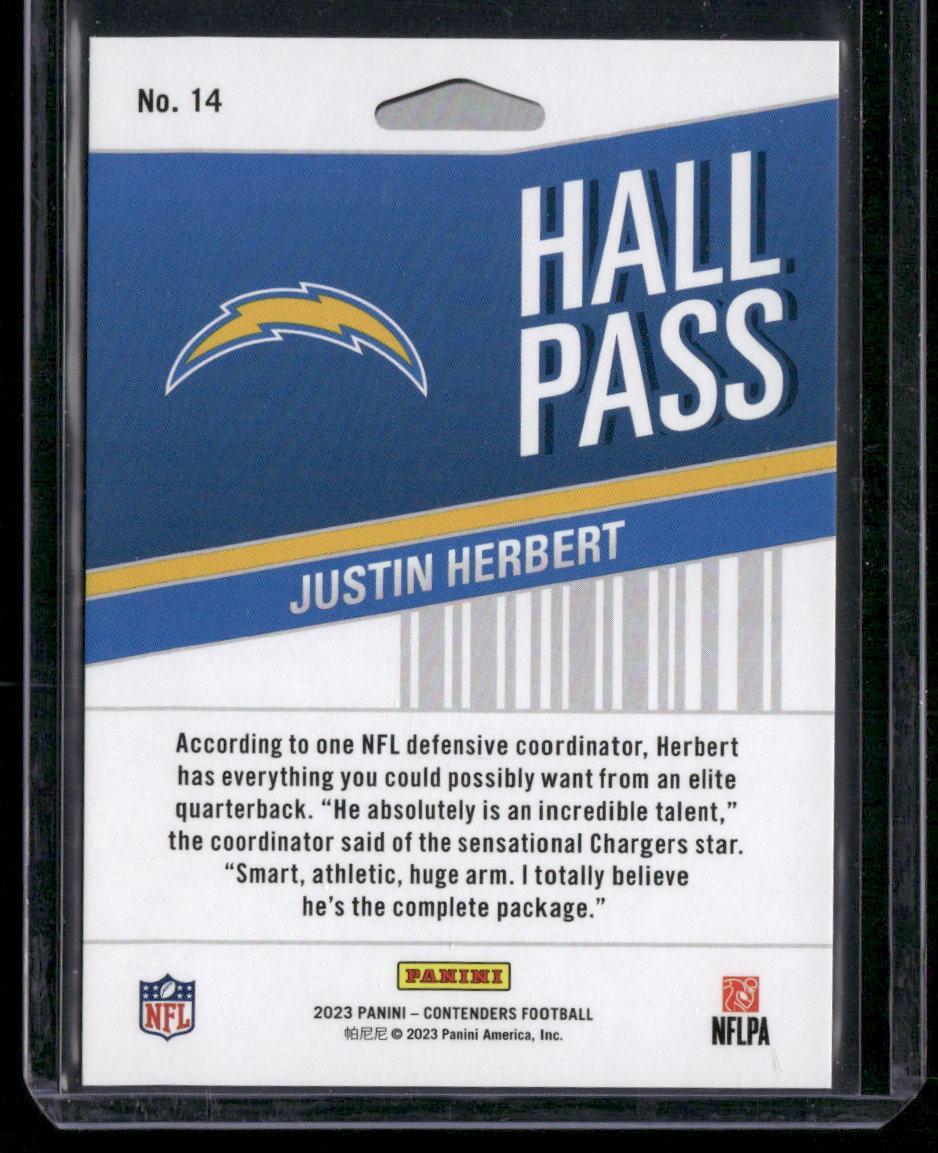 2023 Panini Contenders #14 Justin Herbert Hall Pass