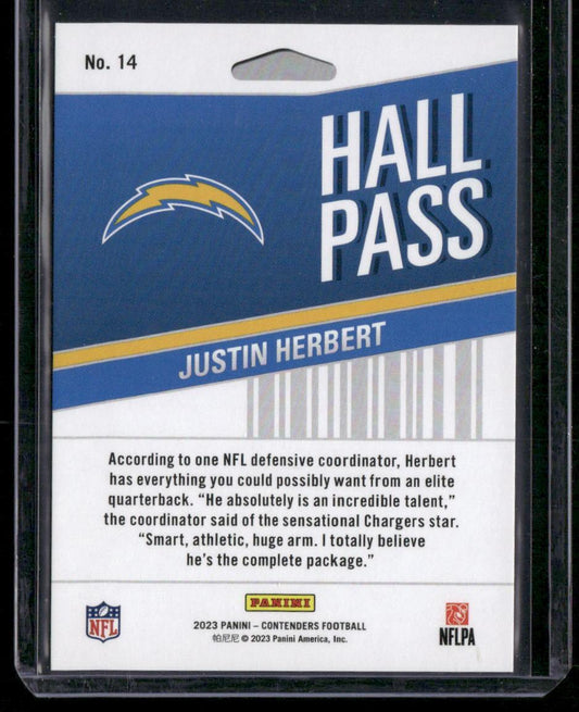 2023 Panini Contenders #14 Justin Herbert Hall Pass