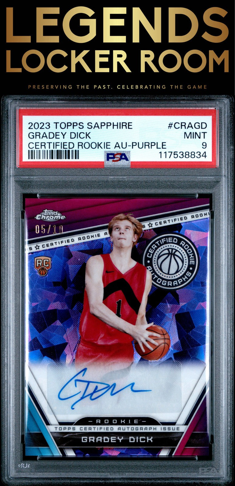 2023 Topps Chrome Sapphire Edition Certified Rookie Auto Gradey Dick /10 PSA 9