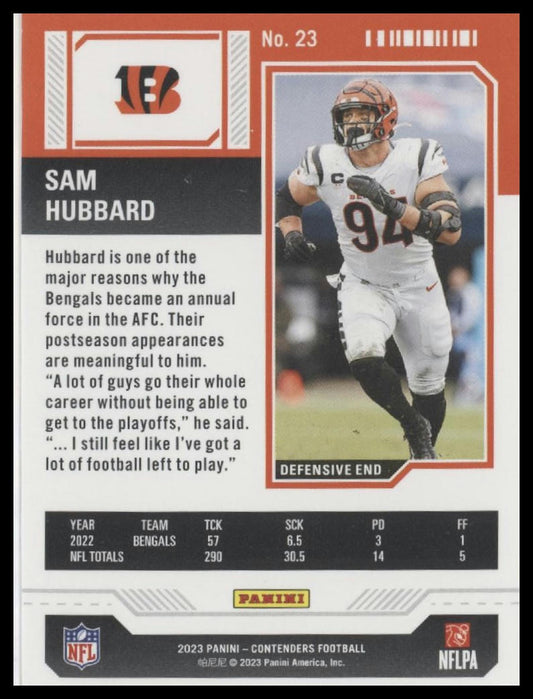2023 Panini Contenders #23 Sam Hubbard Season Ticket Retail