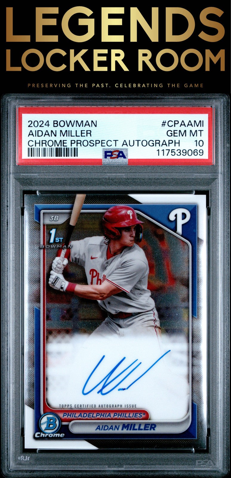 2024 Bowman Chrome Prospect Autographs #CPAAMI Aidan Miller PSA 10
