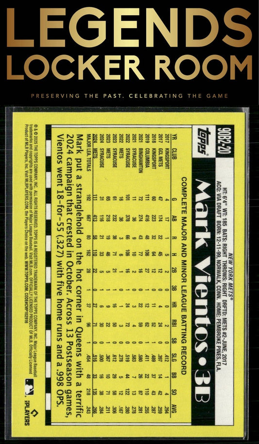 2025 Topps Mark Vientos 1990 Topps Baseball 35th Anniversary