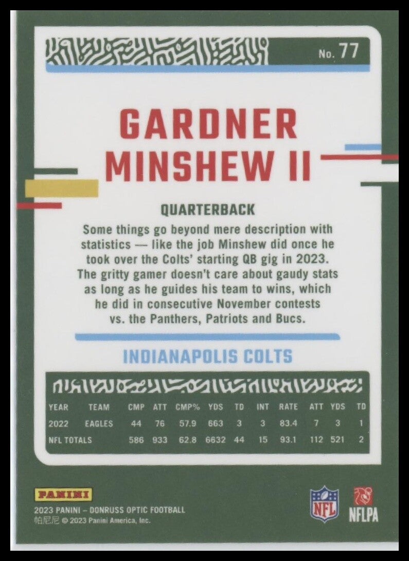 2023 Donruss Optic #77 Gardner Minshew II