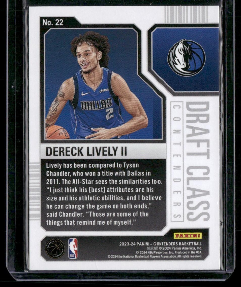 2023-24 Panini Contenders #22 Dereck Lively II 2023 Draft Class Contenders