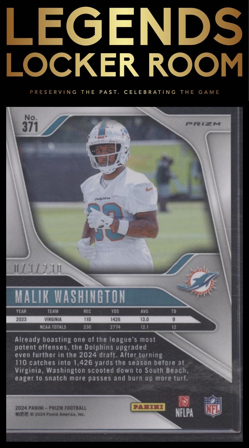 2024 Panini Prizm #371 Malik Washington Blue Wave #/230